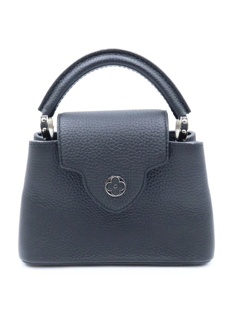 Louis Vuitton Capucines Mini Taurillon Leather 2-Way Shoulder Bag Black Silver